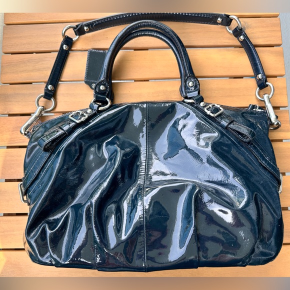 Coach Sophia Bag Medium Blue Patent Leather - Picture 3 of 13